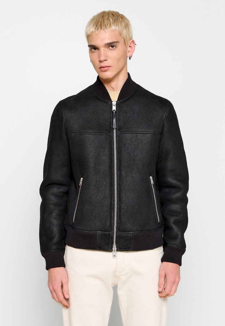 AllSaints Leren jas zwart