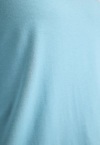 Jasnoniebieska koszulka wykonana z miękkiej, gładkiej bawełny; cechuje się prostym wzornictwem bez widocznych wzorów ani ozdób.