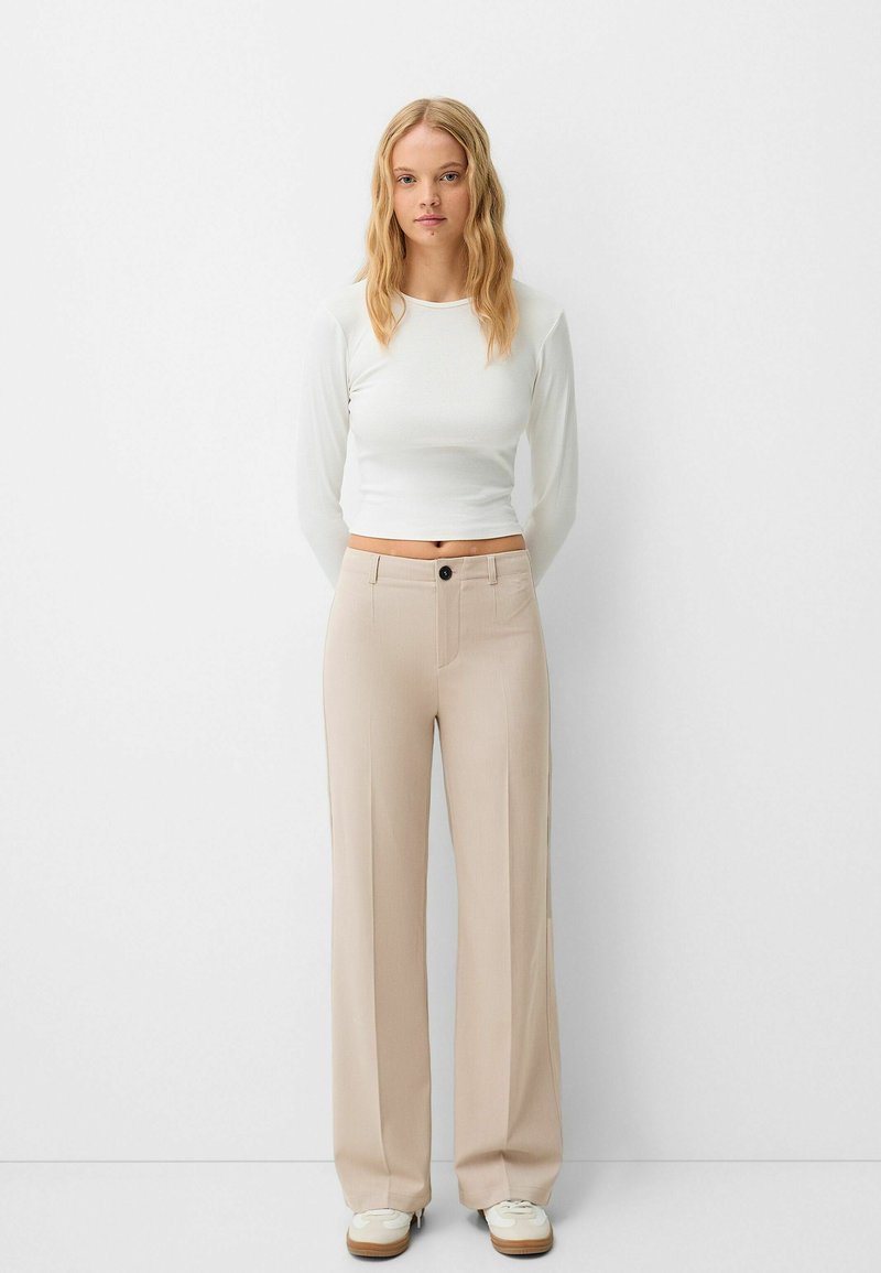 Bershka WIDE-LEG TAILORED Pantalon classique sand/sable