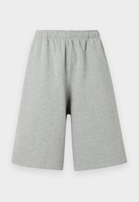 Ανοιχτό γκρι, casual σορτς μέχρι το γόνατο με ελαστική μέση, κατασκευασμένα από μαλακό πλεκτό ύφασμα.