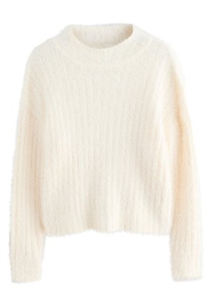 Next, REGULAR FIT - FLUFFY - Striktrøje - ecru