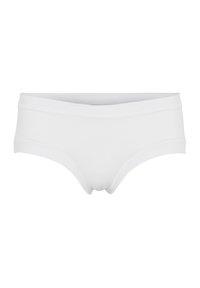 Hvide bomuldsblanding hipsters med blød elastisk talje, glat tekstur og sømløse kanter for komfort. Enkel design, ingen mønstre eller accenter.
