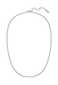 Collana in argento con un delicato design intrecciato. Presenta un gancio a moschettone e una lunghezza regolabile con catene aggiuntive.