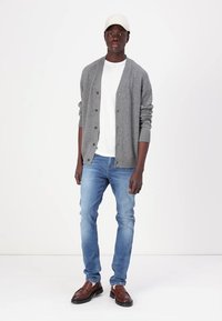 Lyle & Scott SADDLE SLEEVE V NECK - Ζακέτα - grey heather