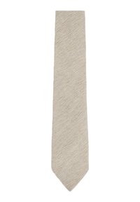 Beige slips med en fiskbensdesign, tillverkad av texturerat tyg, med en klassisk smal form och spetsig ände.