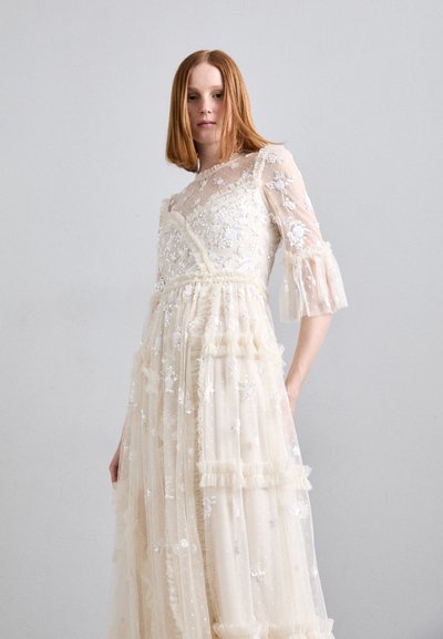 Needle & Thread SHIMMER DITSY LONG SLEEVE GOWN - Iltapuku - cream/cream