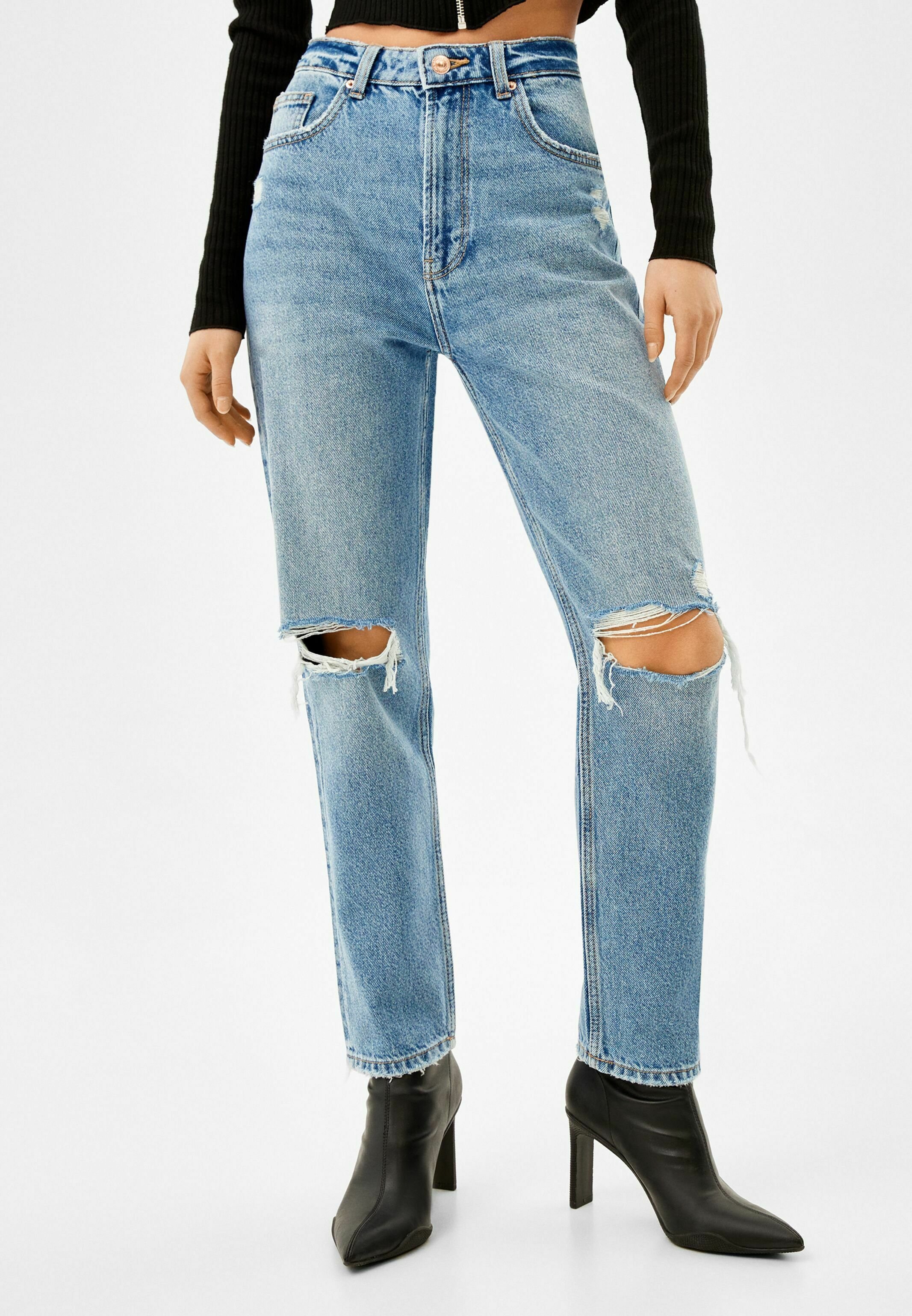 Bershka RIPPED - Straight leg jeans 