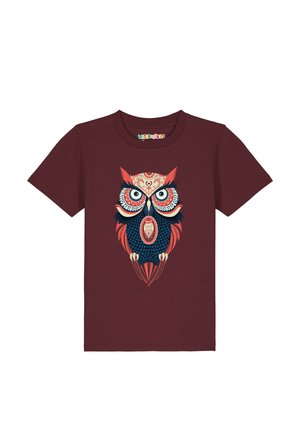 COLORFUL OWL - T-shirt imprimé - burgundy