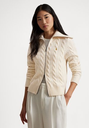 CABLE WOOL-CASHMERE FULL-ZIP SWEATER - Cardigan - authentic cream