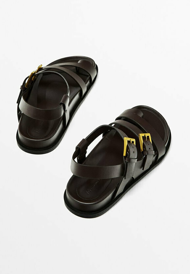 Massimo Dutti WITH BUCKLES - Riemensandalette - dark brown  
