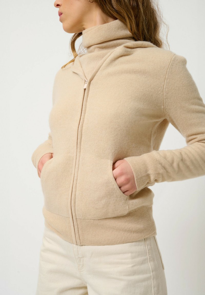 Authentic Cashmere COLOMBIS FULL ZIP WITH HOOD - Cardigan - sand