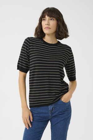 LIZZA STRIPED - T-shirt print - black  turtledove slim stripe