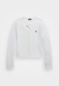 STRETCH COTTON CREWNECK CARDIGAN  - Kardigán - white