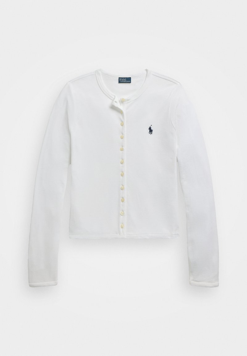 Polo Ralph Lauren STRETCH COTTON CREWNECK CARDIGAN - Kardigán - white