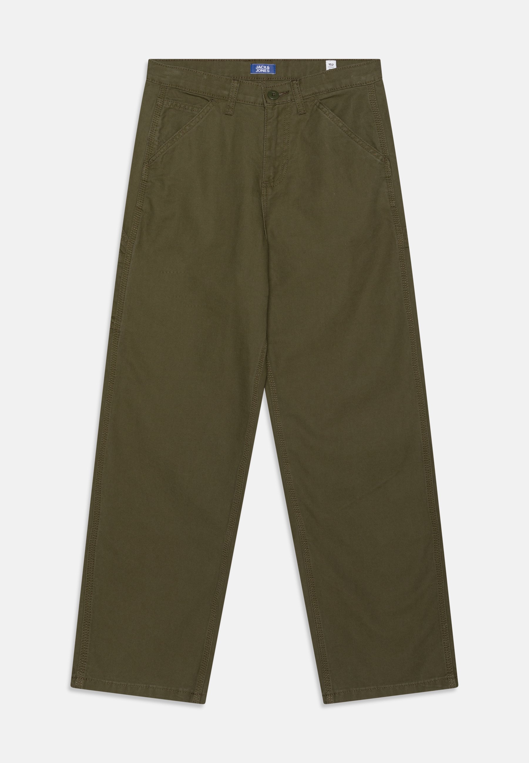 Pantalon Cargo Garçon Jack&Jones Junior - Style Carpenter, Poches Multiples - Fermeture Crochet/œillet Et Zip - Ourlets Rabattables