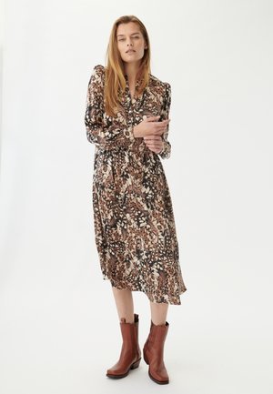 CATHRIN - Shirt dress - brown/beige/black