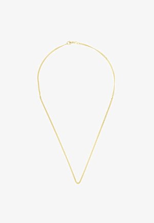 Goldkette mit einem dünnen, zarten Design. Verfügt über eine glatte, glänzende Oberfläche und einen kleinen Verschluss für sicheren Tragekomfort.