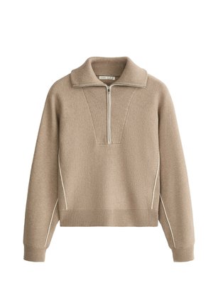 OYSHO, HALF-ZIP PIPING JUMPER - Pullover - light mink