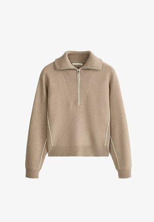 OYSHO, HALF-ZIP PIPING JUMPER - Pullover - light mink