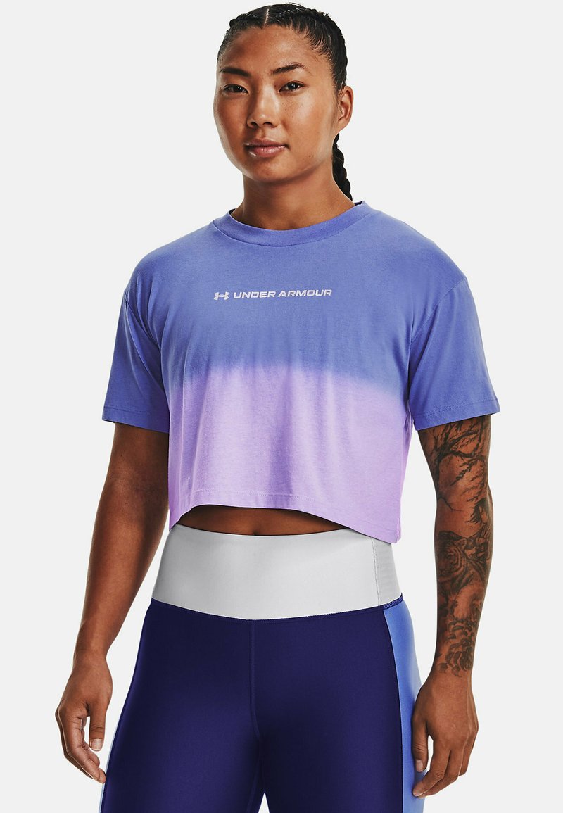 Under Armour UA BRANDED DIP DYE CROP SS Sport Tshirt baja blue