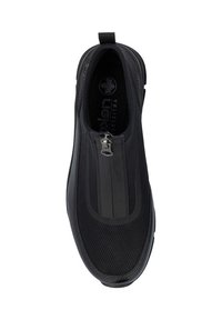 Czarne buty typu slip-on z siateczkowym wierzchem, zamek błyskawiczny i wyściełana wkładka. Posiadają gładkie akcenty oraz zaokrąglony krój czubka.