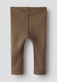 Bruine katoenen leggings met een aansluitend ontwerp, voorzien van een taille met middelhoge sneuwing en een gladde textuur. Gestikte zoom bij de enkel.