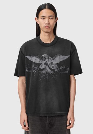 AETERNA CREW - Nyomott mintás póló - washed black