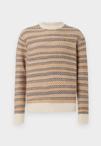 SLHREVY CREW NECK - Strikkegenser - egretd/chipmunk demitasse
