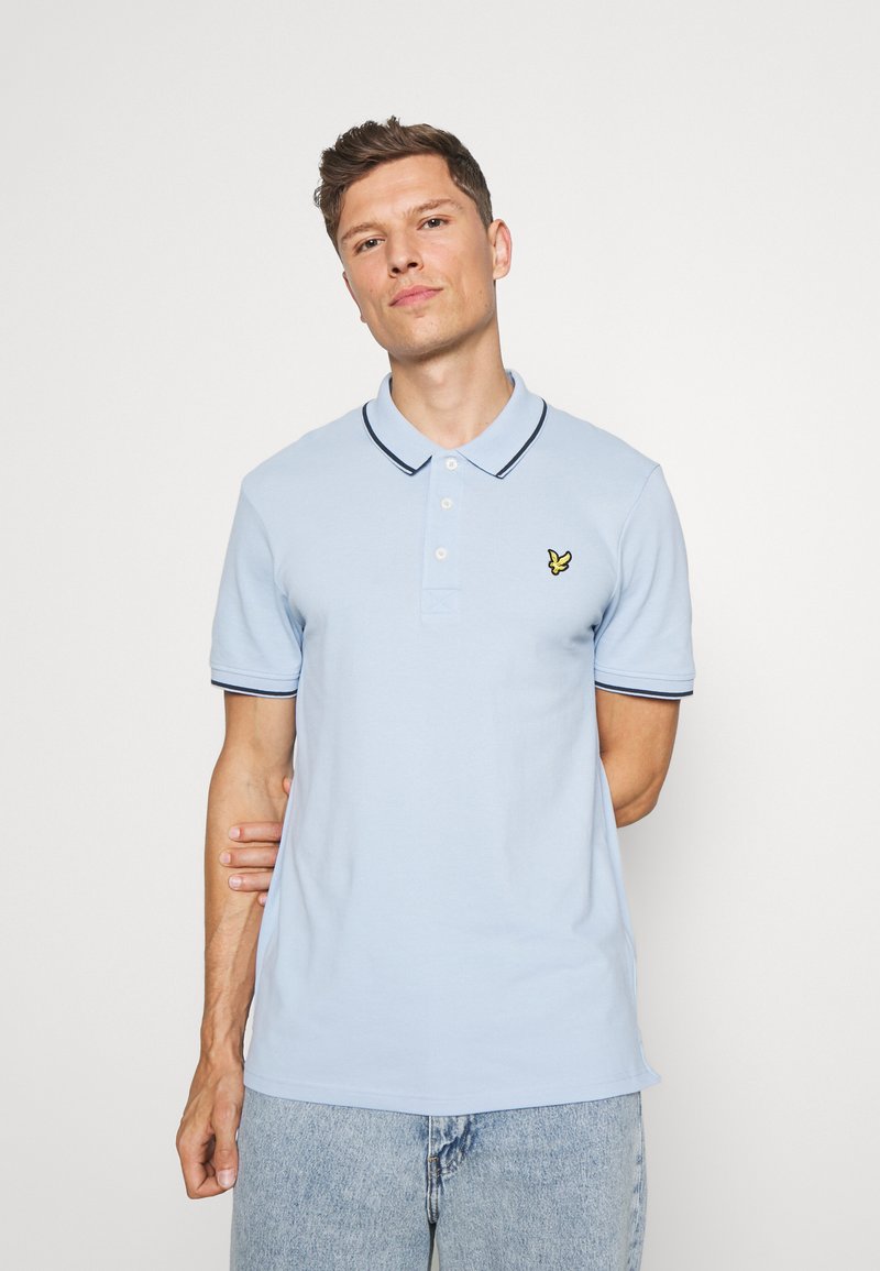 Lyle & Scott TIPPED - Pólóing - light blue/dark navy