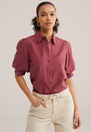 Blúzka so zapínaním na gombíky - terra cotta