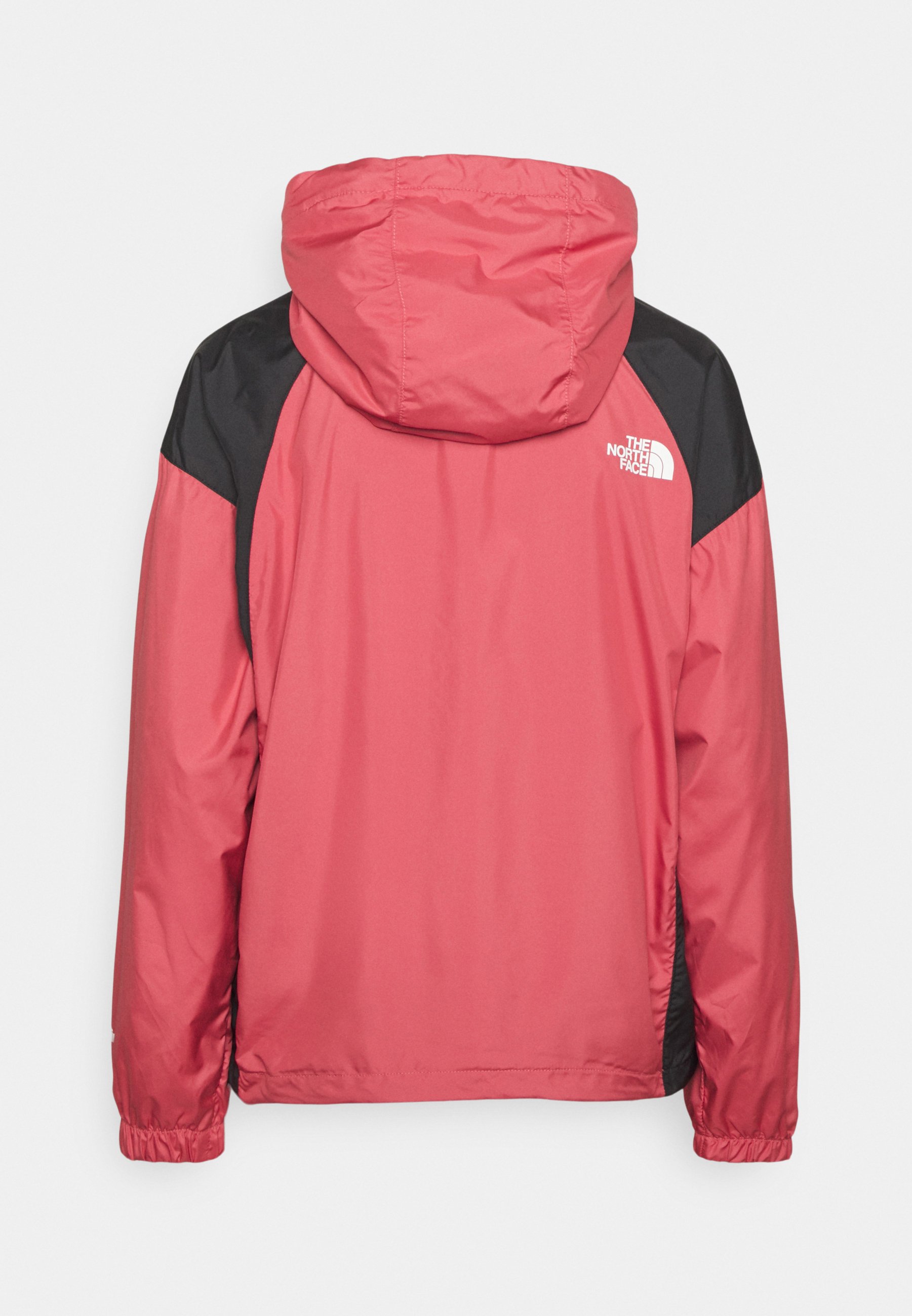 black and hot pink north face jacket