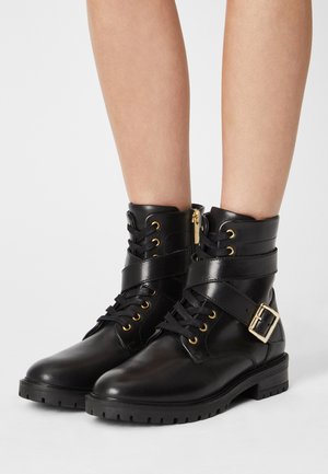 LEATHER - Botki sznurowane - black
