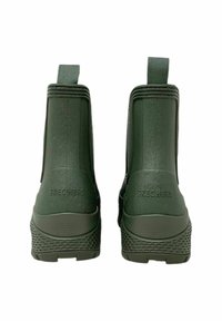 Stivali waterproof verde fino alla caviglia con esterno in gomma testurizzata, con linguetta di facile inserimento e logo Skechers stampato sul tallone, dotati di suola decorata.