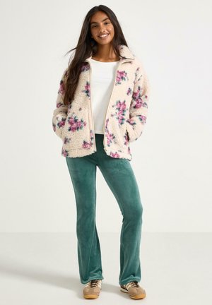 Lindex, LINDEX FLARED TROUSERS IN VELOUR LINDEX - Leggings - dark dusty green