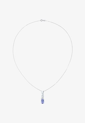 Collier en argent avec un pendentif torsadé orné d'une pierre précieuse ovale violette. Texture lisse, design minimaliste, chaîne à maillons et fermoir sécurisé.