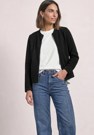 Street One, LIGHTWEIGHT STRUCTURED SWEATSHIRT JACKET WITH A ZIPPER - Sweat zippé - black