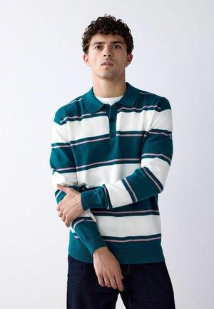 Next, STRIPED KNITTED RUGBY SHIRT - Strickpullover - green white