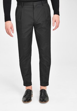 KHAKI FASHION PLEAT FIT TWIN PLEAT FORMAL TROUSERS - Trousers - black
