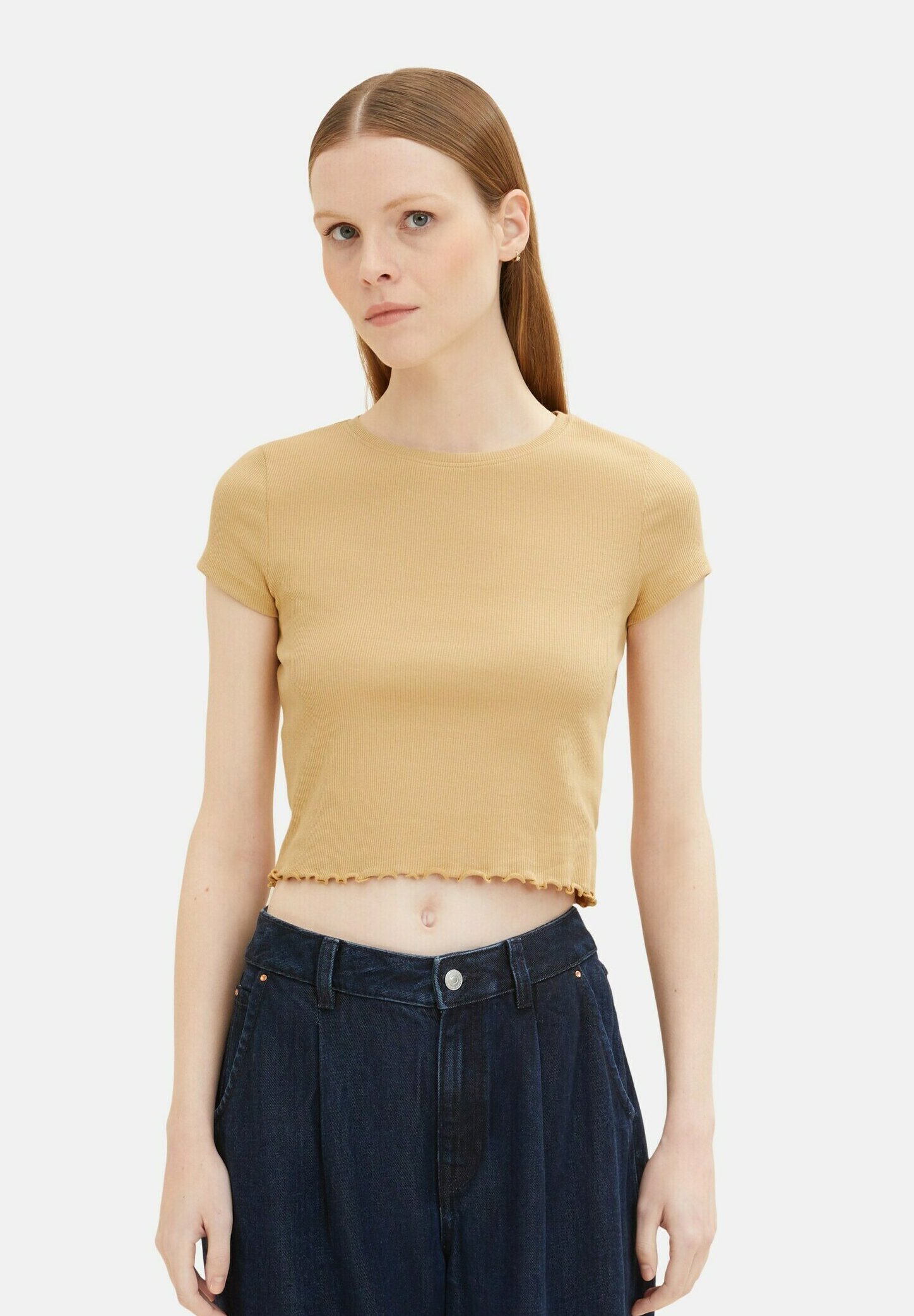 TOM TAILOR Denim Maglia A Maniche Lunghe Donna Con Chiusura Lampo, Vestibilità Slim, Effetto Screziato, Nero