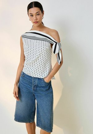 Next, Bluse - white black polka dot