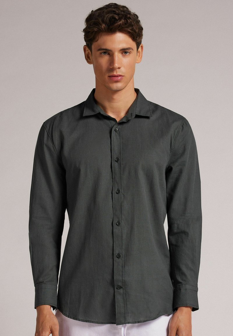 IUMAN Intimissimi Uomo Camisa elegante - grün j verde fumo scuro