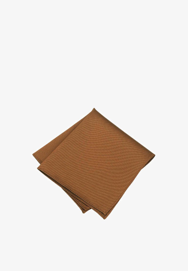 Brown textured napkin, folded in quarters, with a subtle wave pattern and clean edges. Material appears soft and fabric-like.