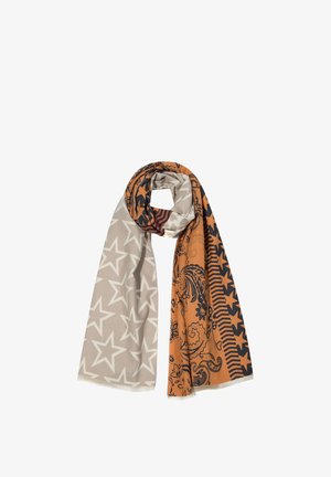 Faera, GEMUSTERTER SCHAL PATCHWORK STERNE PAISLEY FRANSEN - Scarf - taupe