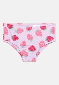 Κάτω μέρος μαγιό για νήπια σε λιλά με ροζ και κόκκινο μοτίβο φράουλας, ελαστική μέση, σε μέγεθος για 2 ετών.