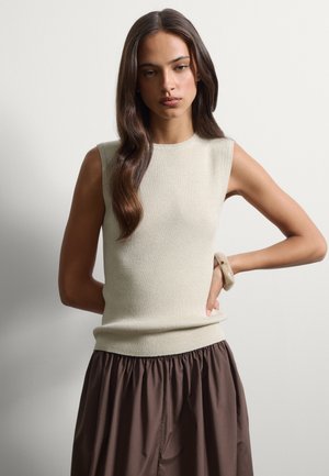 Stefanel RIBBED FITTED TANK TOP. - Top - beige