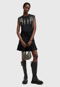 AllSaints LENNON TASSEL TANK - T-shirts med print - washed black