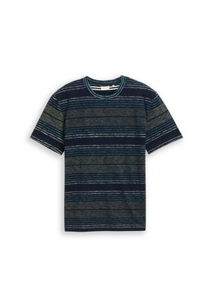 TOM TAILOR, TOM TAILOR T-SHIRT T-SHIRT MIT INSIDE-OUT STREIFENMUSTER - Trükipildiga T-särk - deep leaf green multi stripe