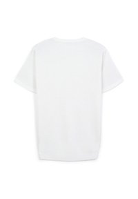 T-shirt bianco a maniche corte con un motivo a maglia testurizzato, scollo rotondo e vestibilità leggermente oversize. Nessun logo o grafica visibile.