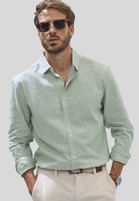 john devin LANGARM - Hemd - grün weiß gestreift
