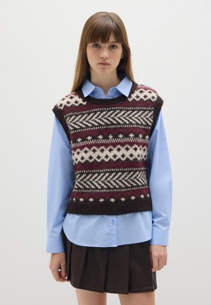 JACQUARD REGULAR FIT - Blusa - brown/red